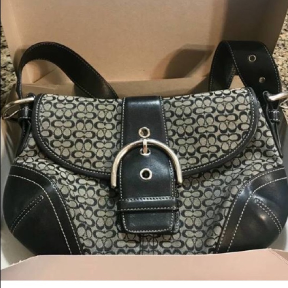 Signature Black Coach Shoulder Purse